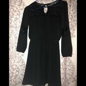 Long sleeve black dress with lace